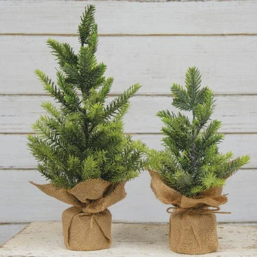 Glittered Pine Tree with Burlap Base 12 - The Fox Decor